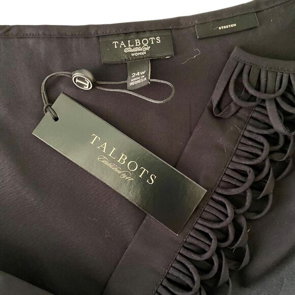 Talbots Black Button Up Sleeveless Top Detailed Neckline Women's Size 24W NEW - Picture 7 of 9